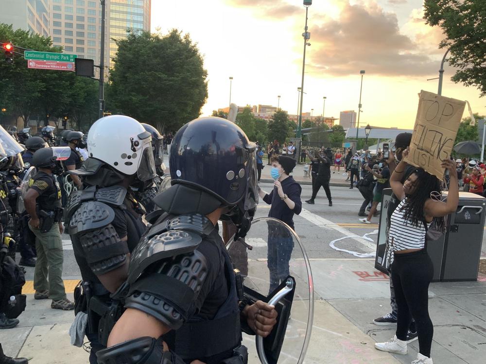 Scene from Atlanta protest following the death of George Floyd, a black man killed by Minneapolis police. 