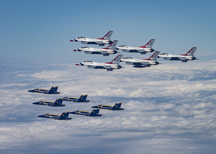 The U.S. Air Force Thunderbirds and U.S. Navy Blue Angels  to Conduct Flyover in Atlanta Area.