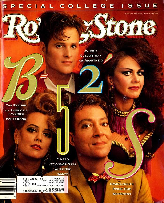 The B-52s on the cover of Rolling Stone 1990