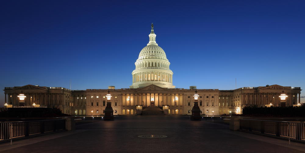 U.S. Capitol at dusk as seen from the eastern side, Sept. 3, 2017.
