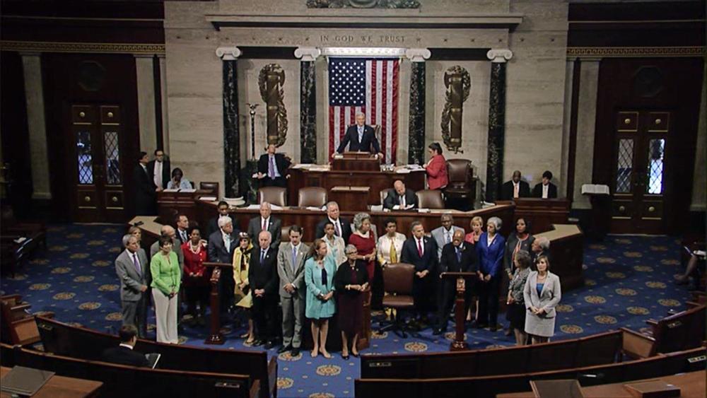 Democrats staged a sit-in on the House floor to demand a vote on gun control legislation.