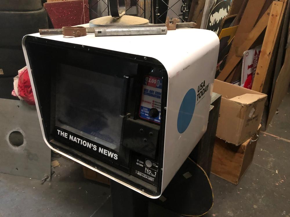 A newspaper dispenser used for the upcoming film, Gemini Man. It was partially produced in Glennville, Georgia.