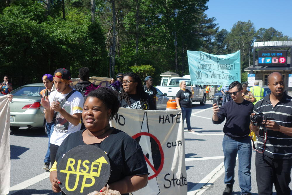 Rise Up Georgia temporarily shut down the main entrance to the park.