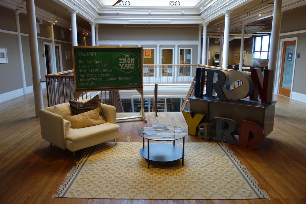 The lobby of The Iron Yard in Atlanta.
