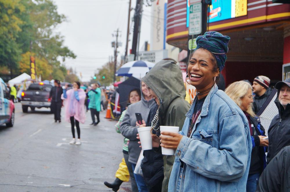 People lined the streets as the Halloween parade began.