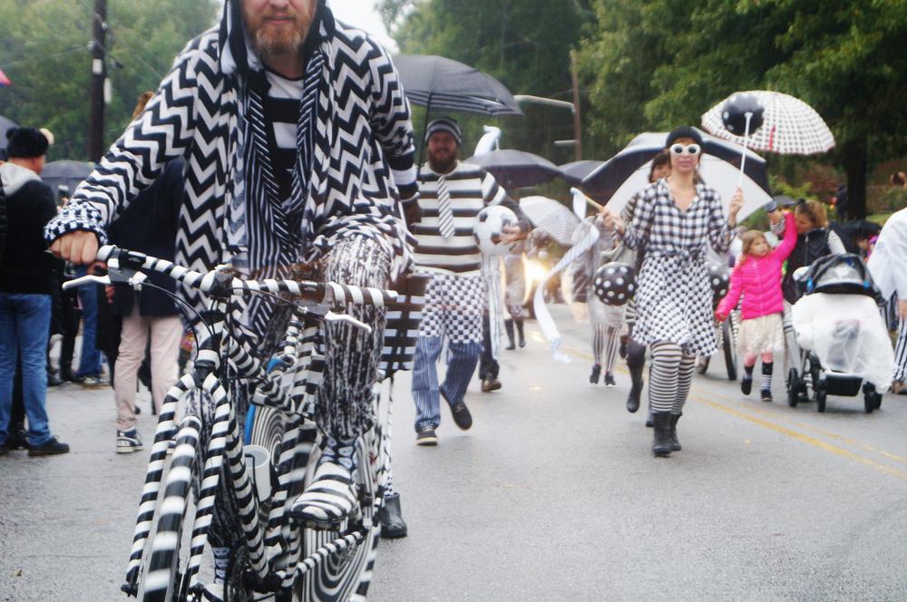 Parade paticipants wore black and white for the Halloween parade in Little 5 Points.