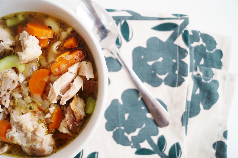I made chicken noodle soup for my fiancÃ©.