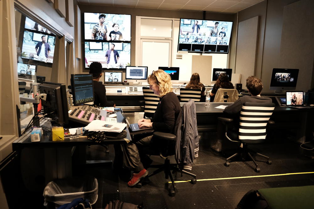 SCAD students follow the taping of G.R.I.T.S. from a control room.