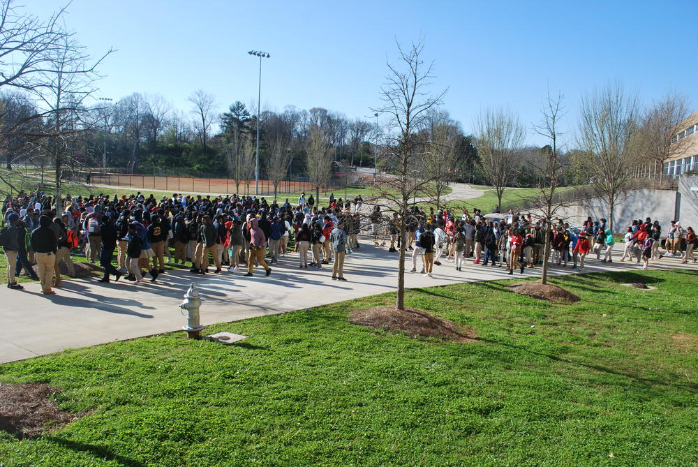 Students walk out of Maynard Jackson High School in East Atlanta