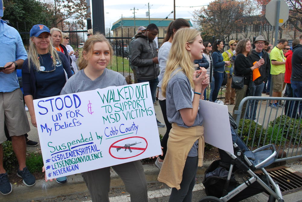 Maggie Glancy is a sophomore at North Cobb High School. She was supsended for one day after walking out to protest gun violence on March 14. 