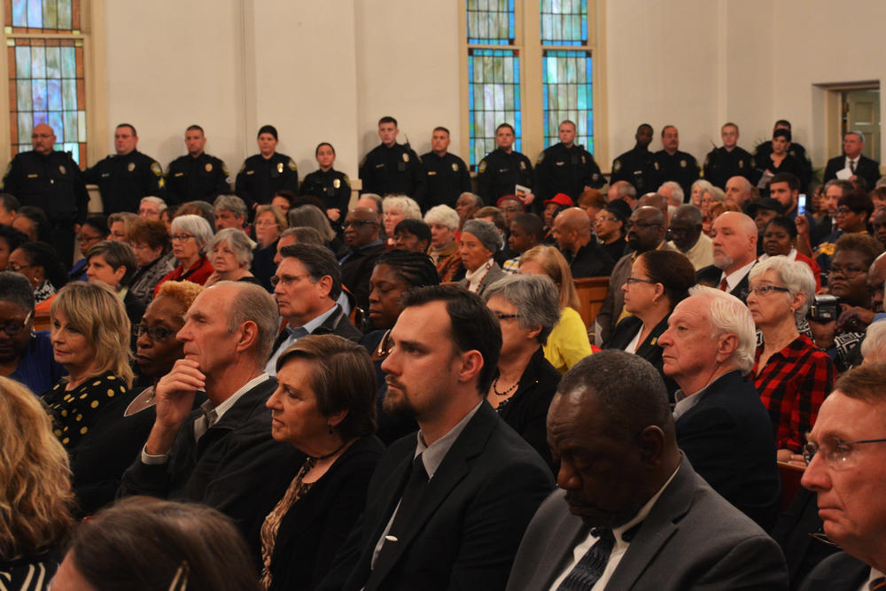 The remembrance service for Austin Callaway brought out a diverse crowd from the LaGrange community.