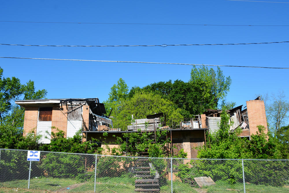 One of English Avenue and Vine City's many vacant, crumbling residential structures.