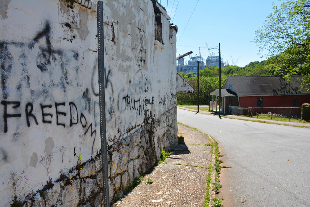 The view towards downtown Atlanta from Magnolia Street in Vine City.
