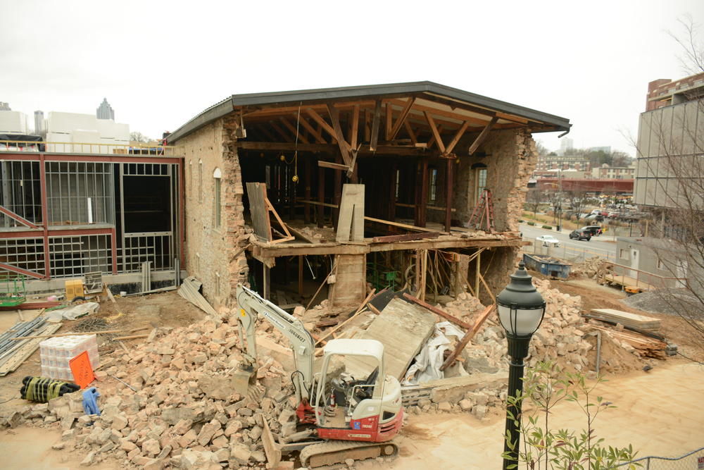 The historic DuPre Excelsior Mill partially collapsed during recent construction.