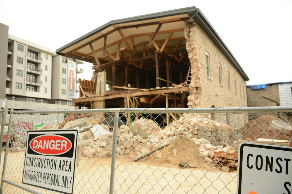 The historic DuPre Excelsior Mill partially collapsed during recent construction.