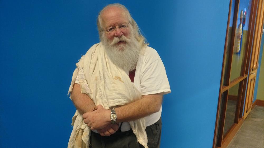 Professional storytelller David Hirt tells ghost stories each year at the ART Station Theatre in Stone Mountain, Georgia. Whenever he tells spooky stories, he brings along an old, raggedy quilt.