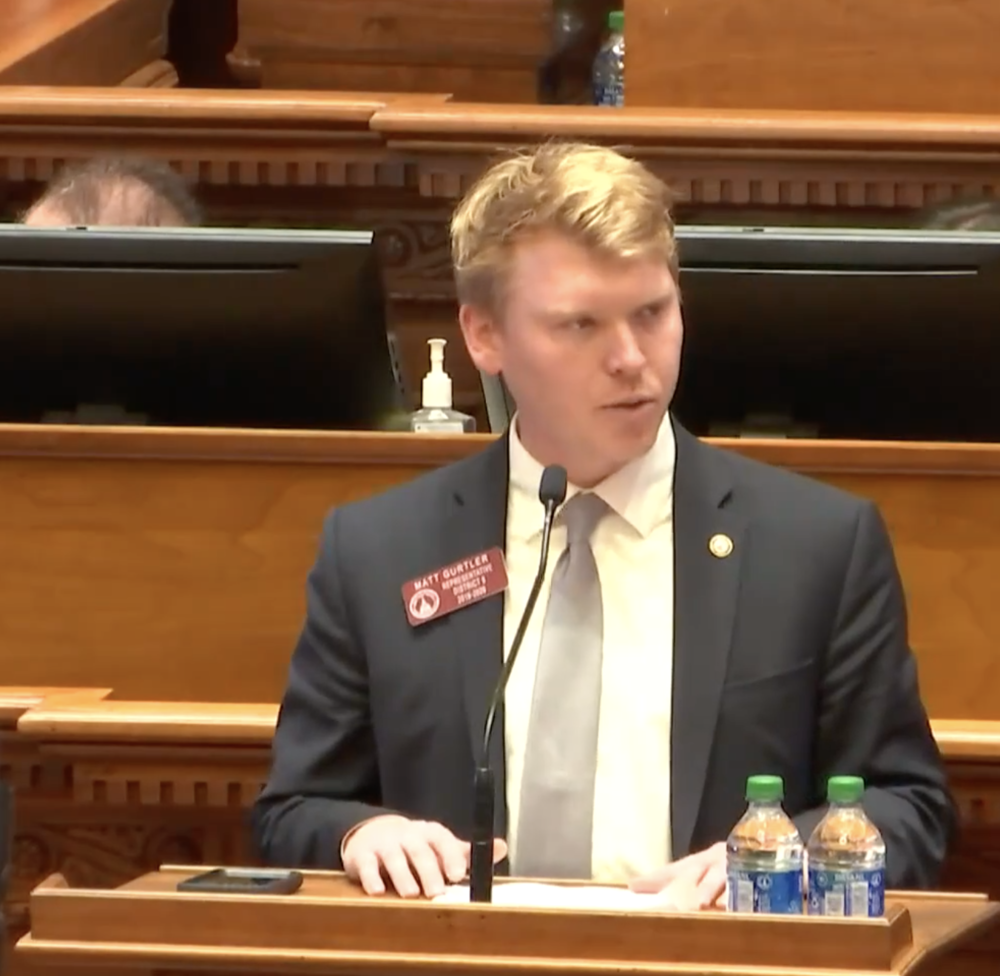 State Rep. Matt Gurtler on the floor of the Georgia House during the debate over the budget.