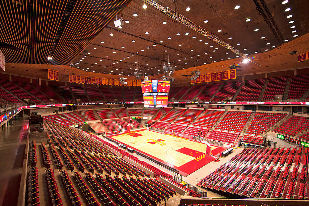 HIlton Coliseum, home of the Iowa State Cyclones, sits empty in Ames, Iowa (April 4, 2015)