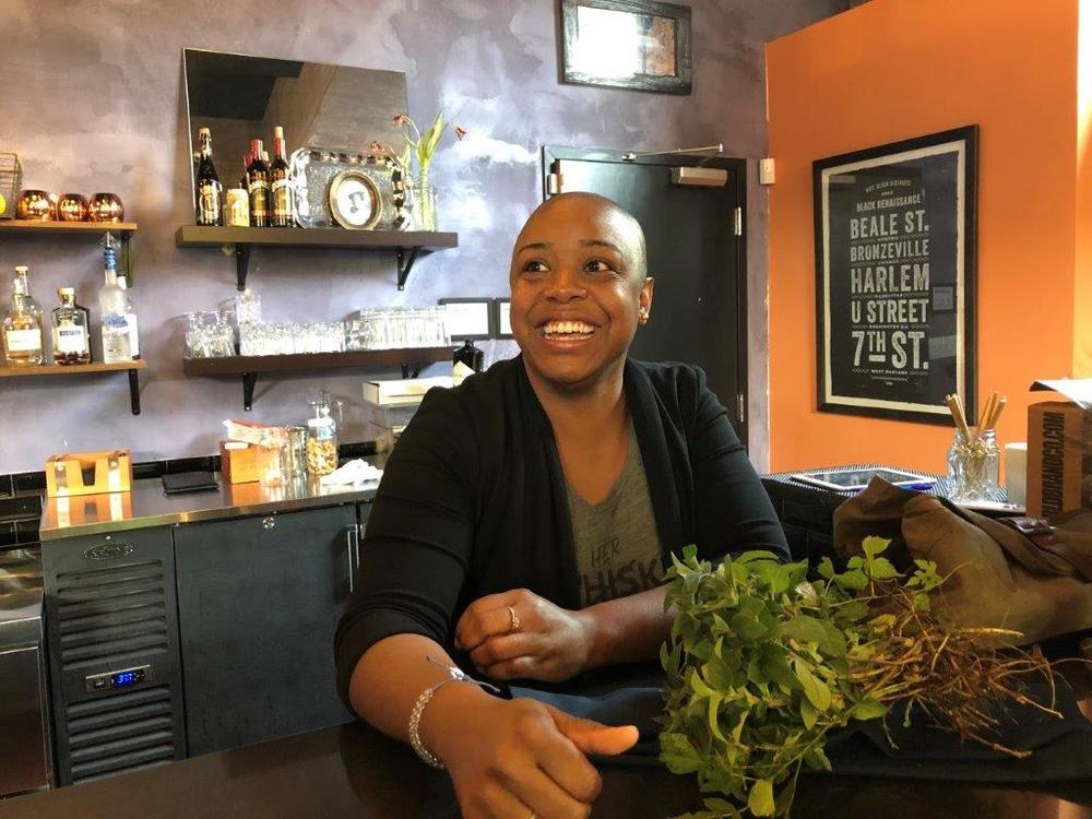 Independent Atlanta bartender Tiffanie Barriere prepares a mint julep at Parlor.