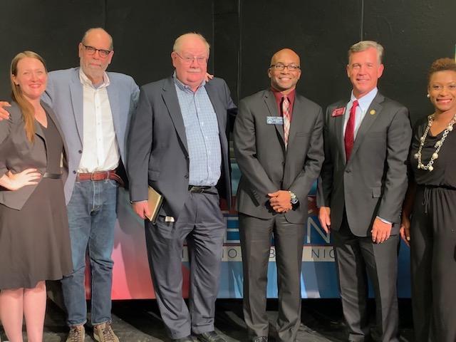 Political Rewind in Augusta, August 12, 2019. (L to R): Mary-Kate Lizotte, Bill Nigut, Jim Galloway, State Sen. Harold Jones, State Rep. Mark Newton, Monique Williams. 