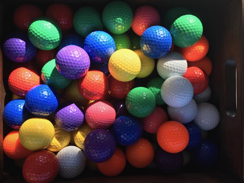 Mini golf balls at Skyline Park