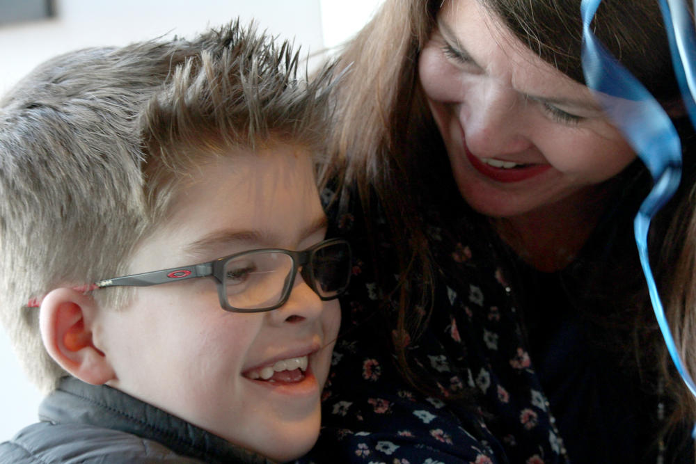 Mother Meghan Roberts tells Brody for his 10th birthday he will soon meet his service dog, Chip. The celebration took place at a Kennesaw Chipotle restaurant.
