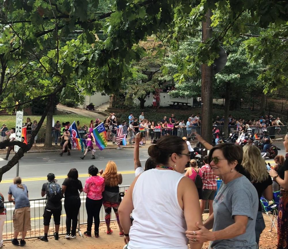 Parade-goers at Piemont Park. 