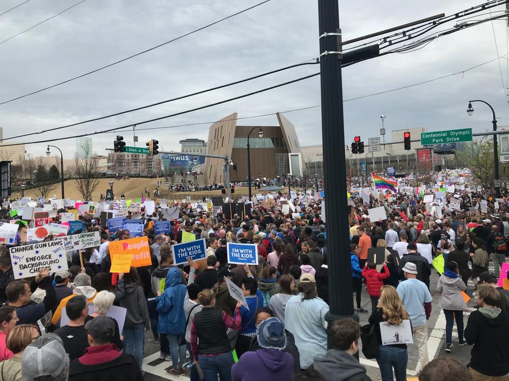 Around 30,000 went from Atlanta's Center for Human And Civil Rights to the Capitol grounds in the March For Our Lives. Some 82 officers from GA's Dept. of Public Safety worked overtime that weekend, and march organizers got a security bill. 