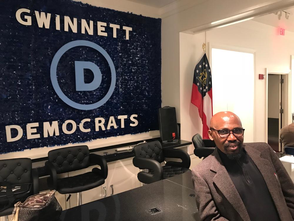 Gwinnett County Democratic Party Chair Gabe Okoye at HQ. 