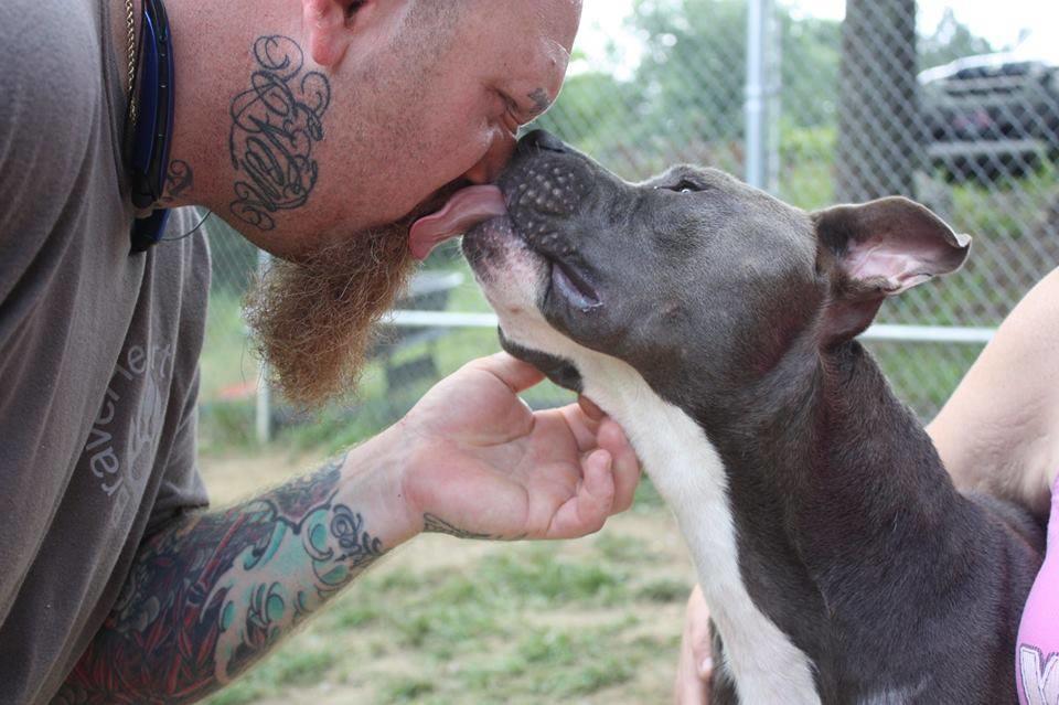 Jason Flatt with one of his pit bull rescues. Flatt is founder of Friends to the Forlorn pit bull rescue in Dallas, Georgia.