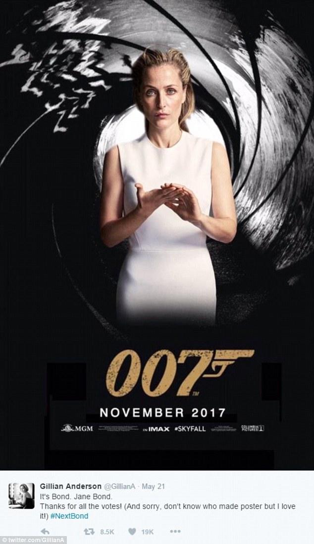 Actress Gillian Anderson tweeted this fan-made poster of her as '007.