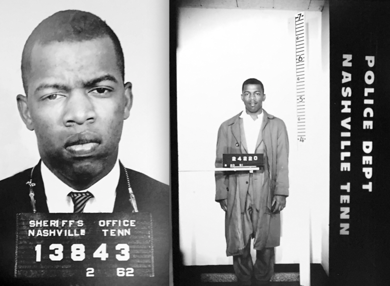 This combination of photographs provided by the Nashville Police Department shows recently discovered never-before-published photos of civil rights icon John Lewis' arrest while leading an effort to desegregate the city's lunch counters in the 1960s.