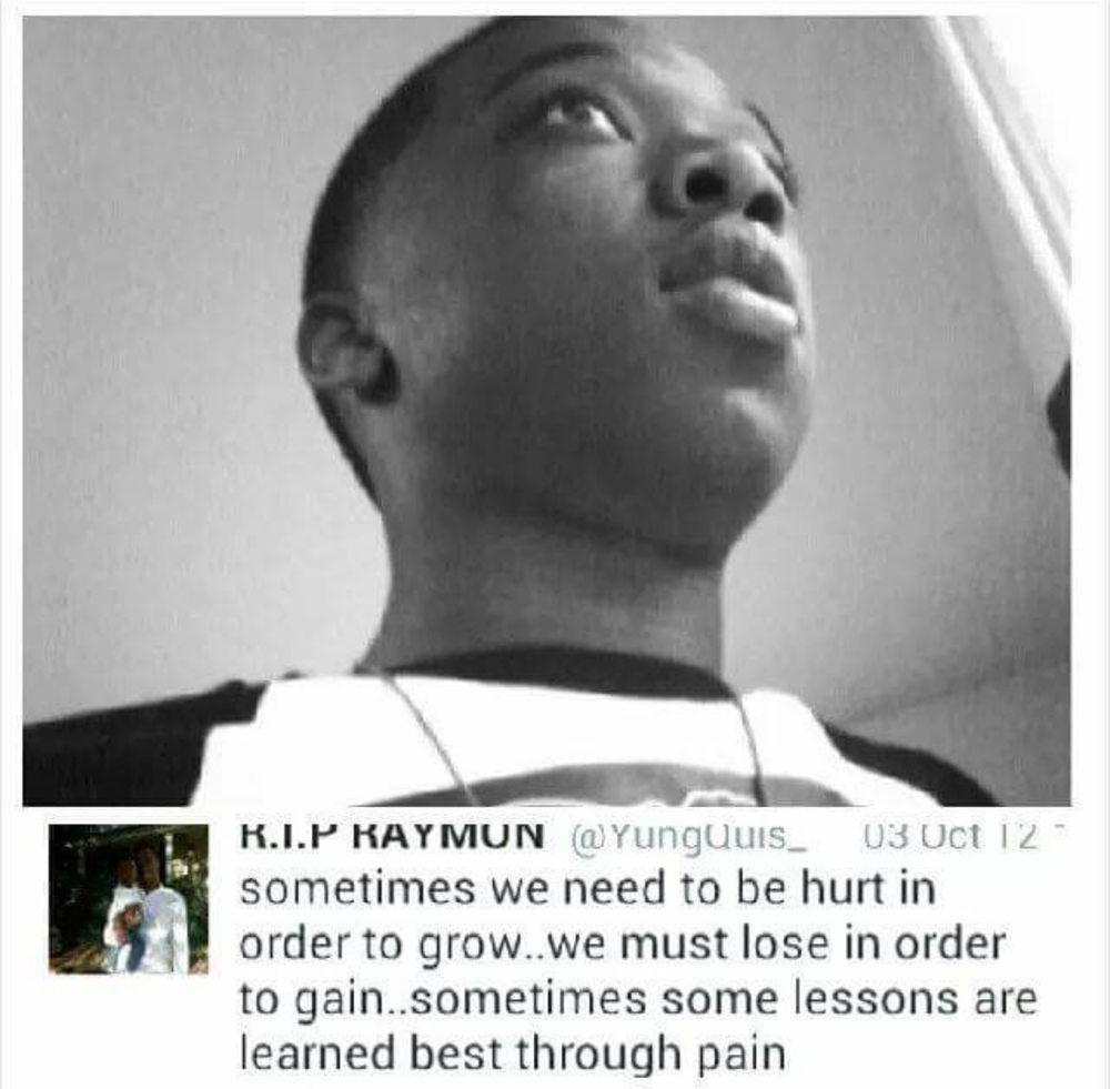 Marquise Tolbert of Fairburn, Georgia, tweeted the above statement before he took his own life in 2012. 