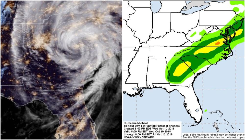 Michael is now a tropical storm near the Georgia/South Carolina border.  Strong winds, heavy rain, and tornadoes are expected across portions of Georgia, South Carolina, and North Carolina today. 