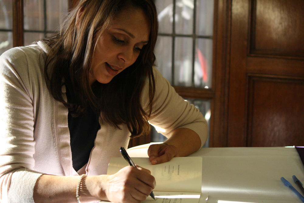 Natasha Trethewey during book signing at the University of Michigan in 2011.