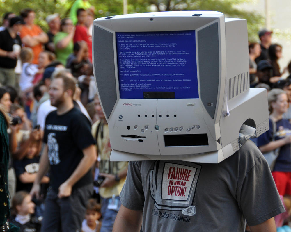 In 2015, Dragon Con attracted 70,000 people over Labor Day weekend. An attendee wears a computer costume in the annual festival's celebrated parade. 