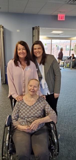 Visiting my mother in the nursing home on the final day of my trip to Connecticut, L-R Josephine Bennett, Nola Larkin, Grace Bennett