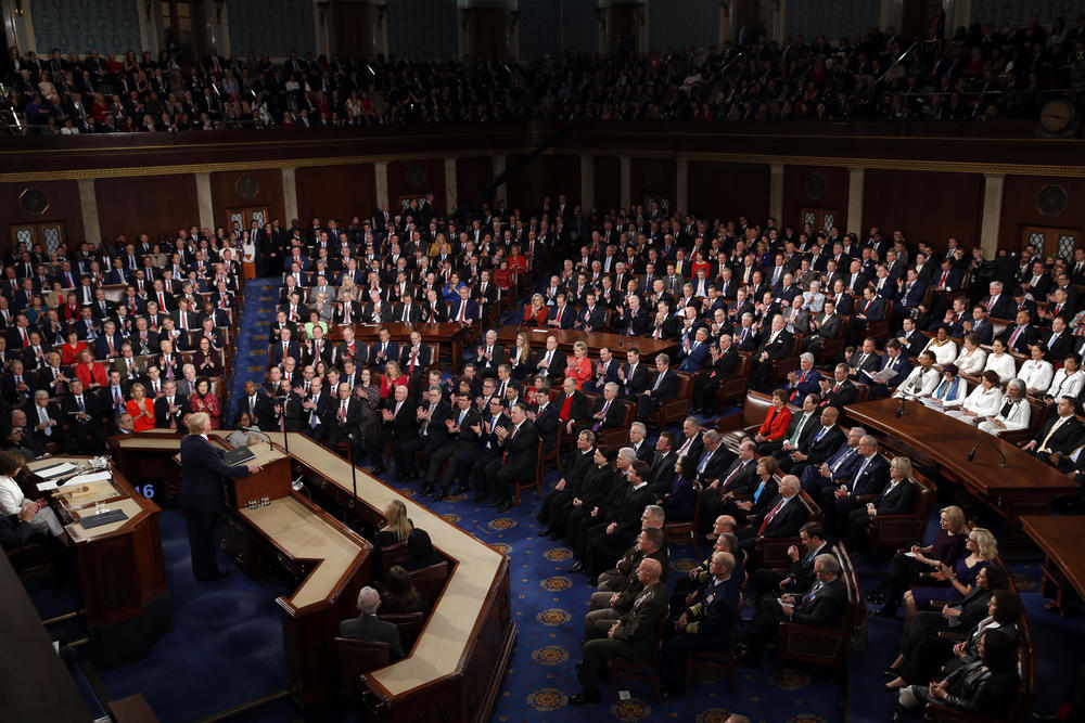 President Donald Trump delivers his State of the Union address to a joint session of Congress on Capitol Hill in Washington, Tuesday, Feb. 4, 2020. 