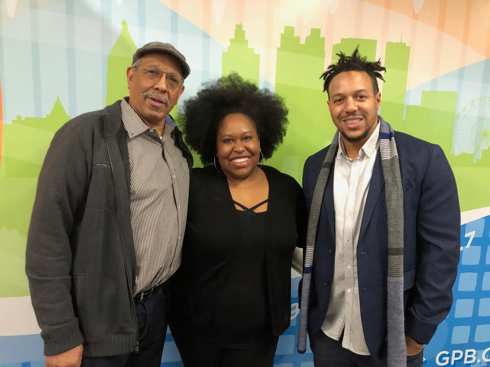 Bolaji Bailey (l) with host Kalena Boller (m) and Irie Bailey (r).
