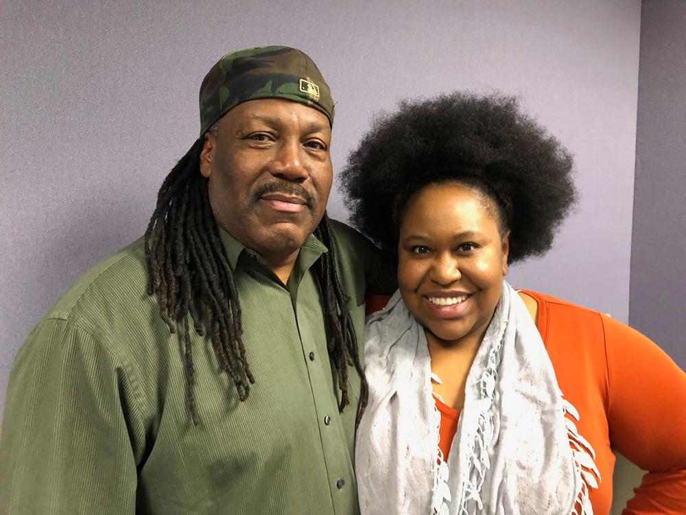 Nathaniel Kendrick with host Kalena Boller at Georgia Public Broadcasting.