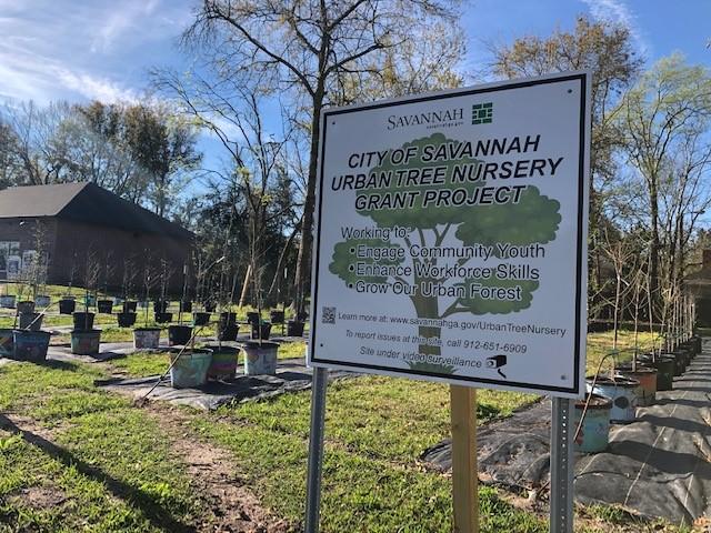 Sign at the Tree Nursery on Gwinnett St. in Savannah