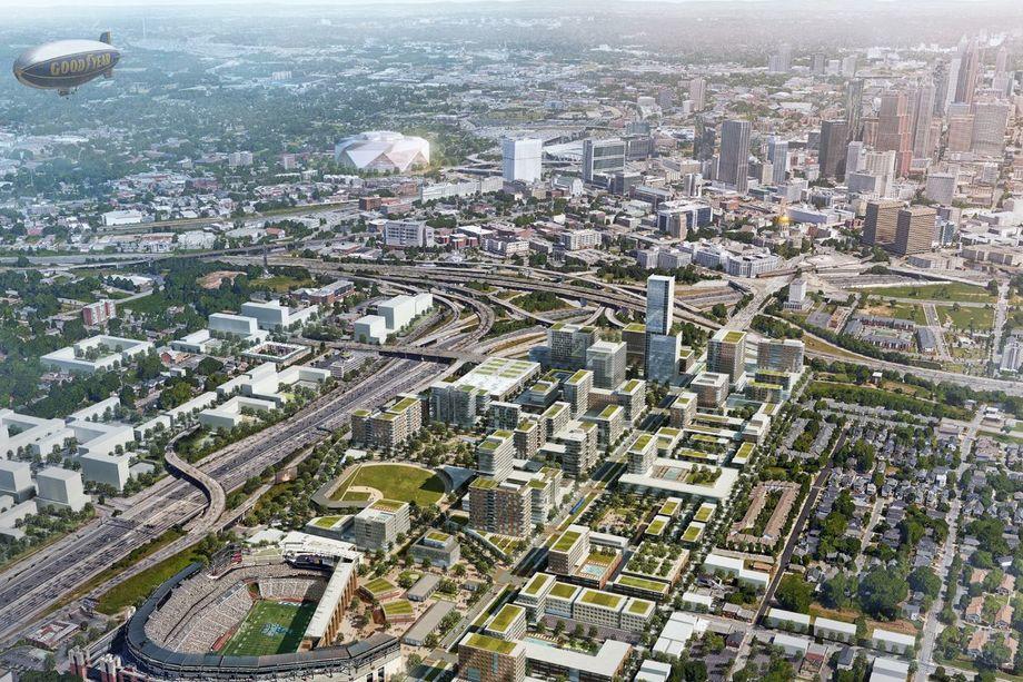 Rendering of what Turner Field and its environs could look like after redevelopment by Georgia State University and Carter & Associates 