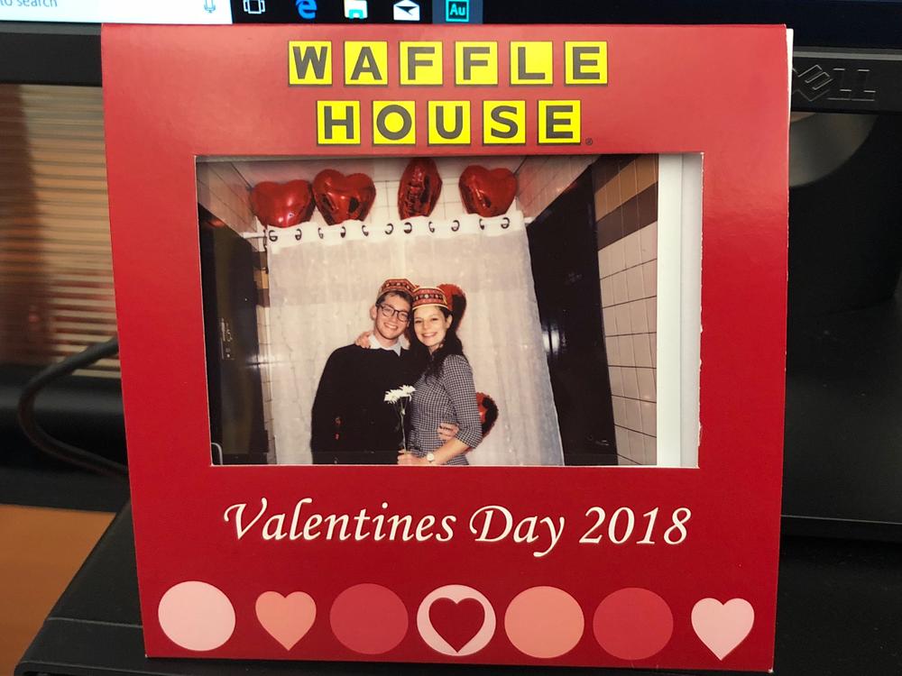 On Second Thought intern Emily Bunker with her boyfriend, Will Twait, during their date at Waffle House.