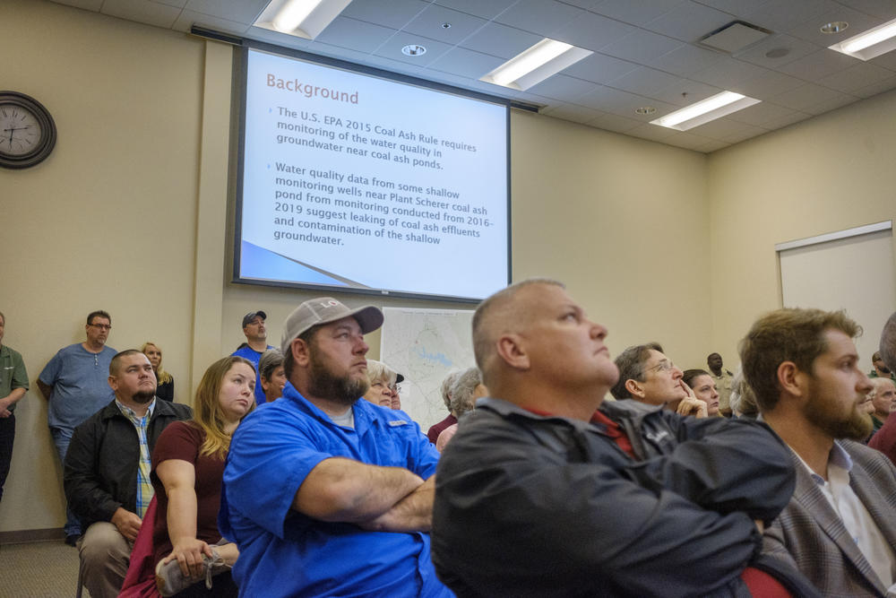 Residents of Juliette listen as the Monroe County Commission explains the proposal by scientist Avner Vengosh to test county wells for coal ash related heavy metals. 