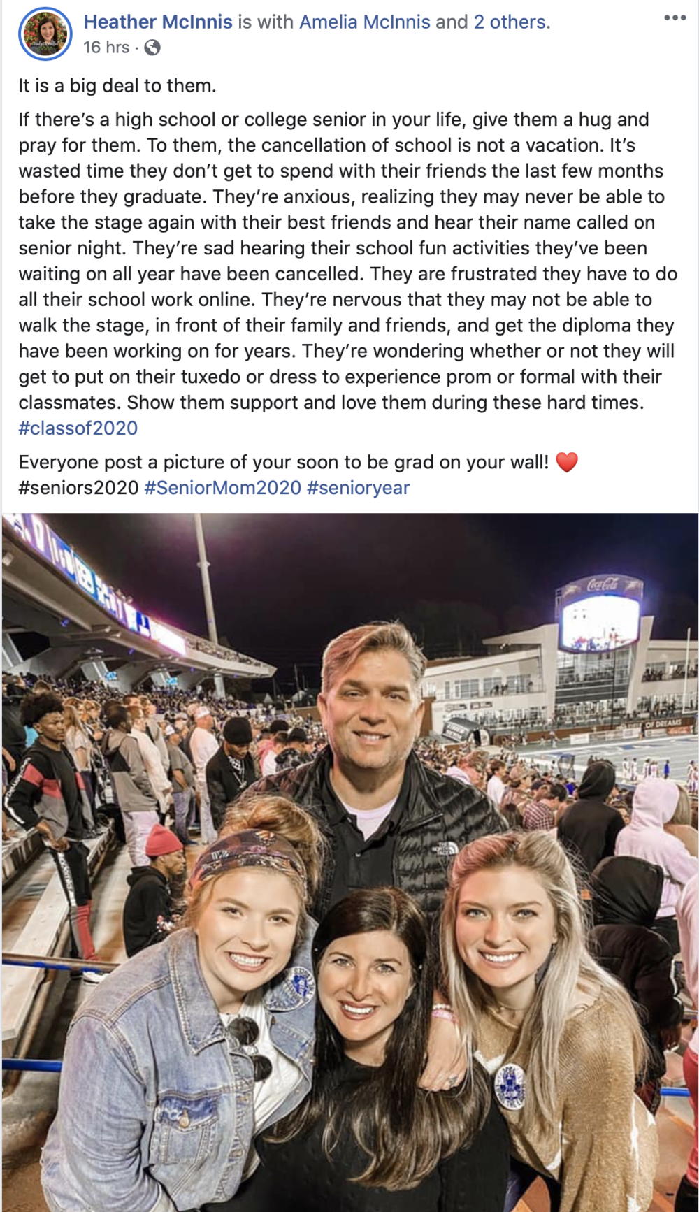 Taylor McInnis's mom takes to social media to highlight some of the emotions her family is dealing with all of the sudden change. 