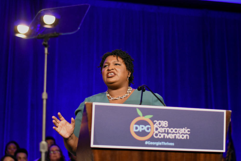 Stacey Abrams speaks at the 2018 Democratic Party of Georgia's Democratic Convention.