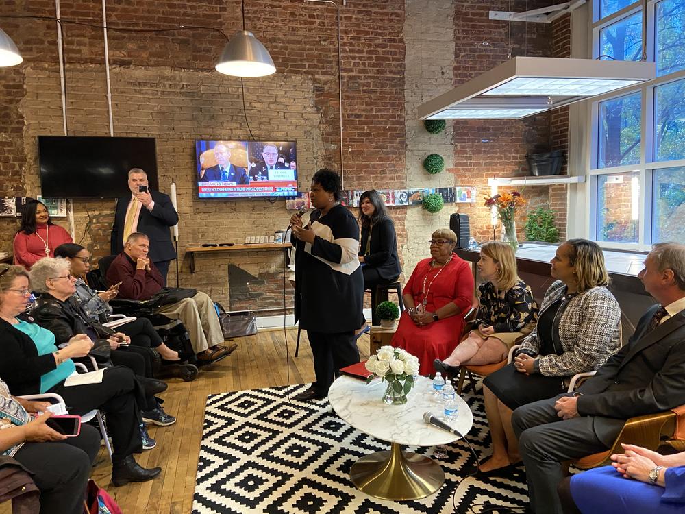 Former gubernatorial nominee and founder of voting rights group Fair Fight Stacey Abrams kicks off a panel discussion on voter suppression.