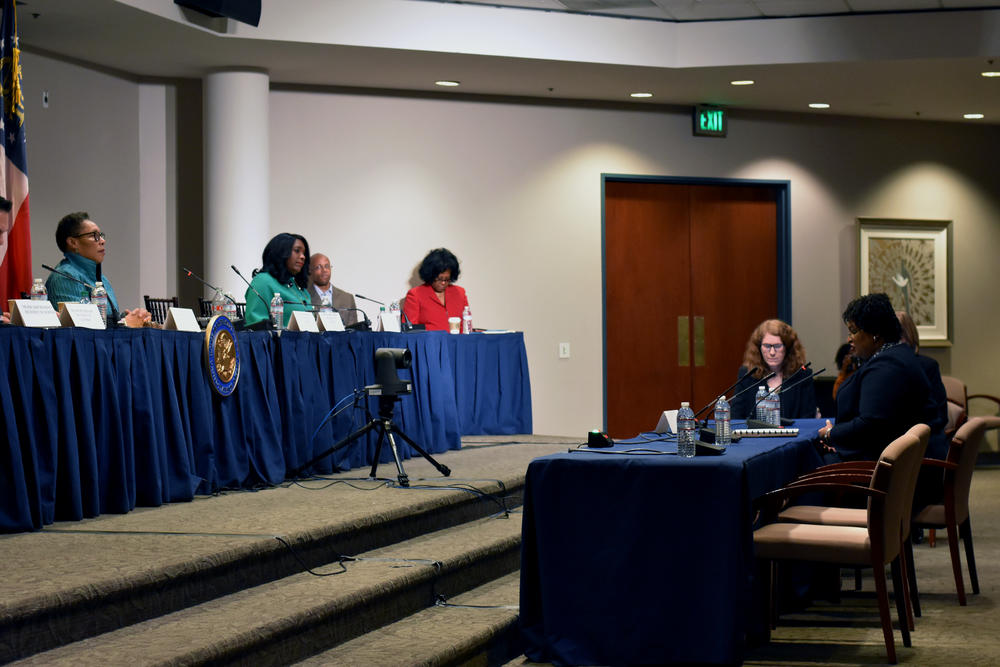 Former gubernatorial candidate Stacey Abrams testifies before the Subcommittee on Elections of the Committee on House Administration Tues. Feb 19, 2019.