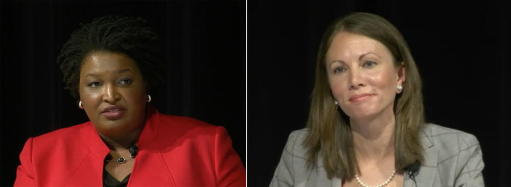 Stacey Abrams (left) and Stacey Evans met for the for the first time on the same stage as gubernatorial candidates Monday, Oct. 2.