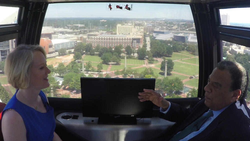 GPB's Rickey Bevington sits down with former Atlanta Mayor and U.S. Ambassador Andrew Young in the SkyView Ferris Wheel.